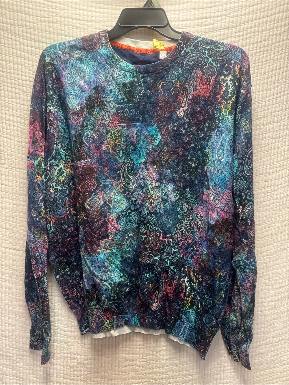 Robert Graham Multicolor Paisley Crewneck Sweater in Blue Teal Mix